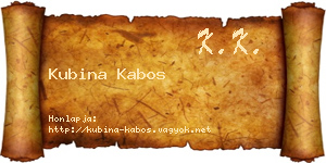 Kubina Kabos névjegykártya